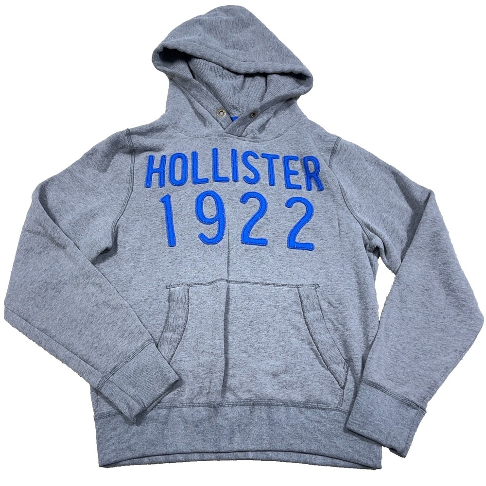 Vintage Y2K Hollister Hoodie Men Large Gray Blue Sweatshirt Spellout 2000s Adult